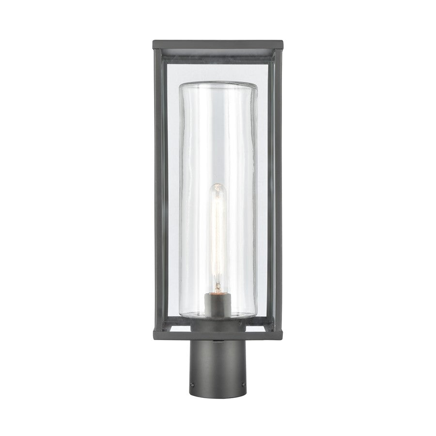 Atlas Lighting Augusta 19.75in 1-Light Outdoor Post Light | Transitional Matte Black and Clear Glass | Driveway & Garden | Model OL11245-BK