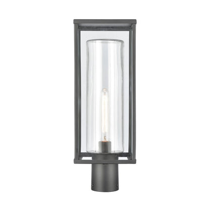 Atlas Lighting Augusta 19.75in 1-Light Outdoor Post Light | Transitional Matte Black and Clear Glass | Driveway & Garden | Model OL11245-BK