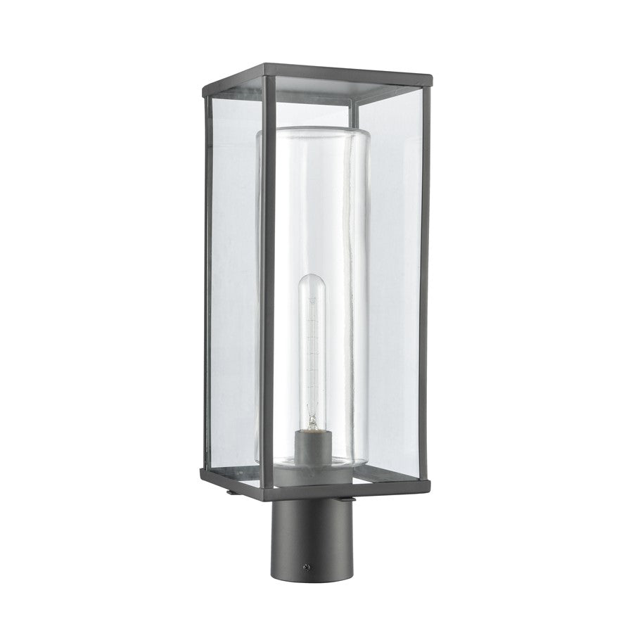 Atlas Lighting Augusta 19.75in 1-Light Outdoor Post Light | Transitional Matte Black and Clear Glass | Driveway & Garden | Model OL11245-BK