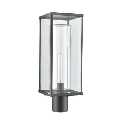 Atlas Lighting Augusta 19.75in 1-Light Outdoor Post Light | Transitional Matte Black and Clear Glass | Driveway & Garden | Model OL11245-BK