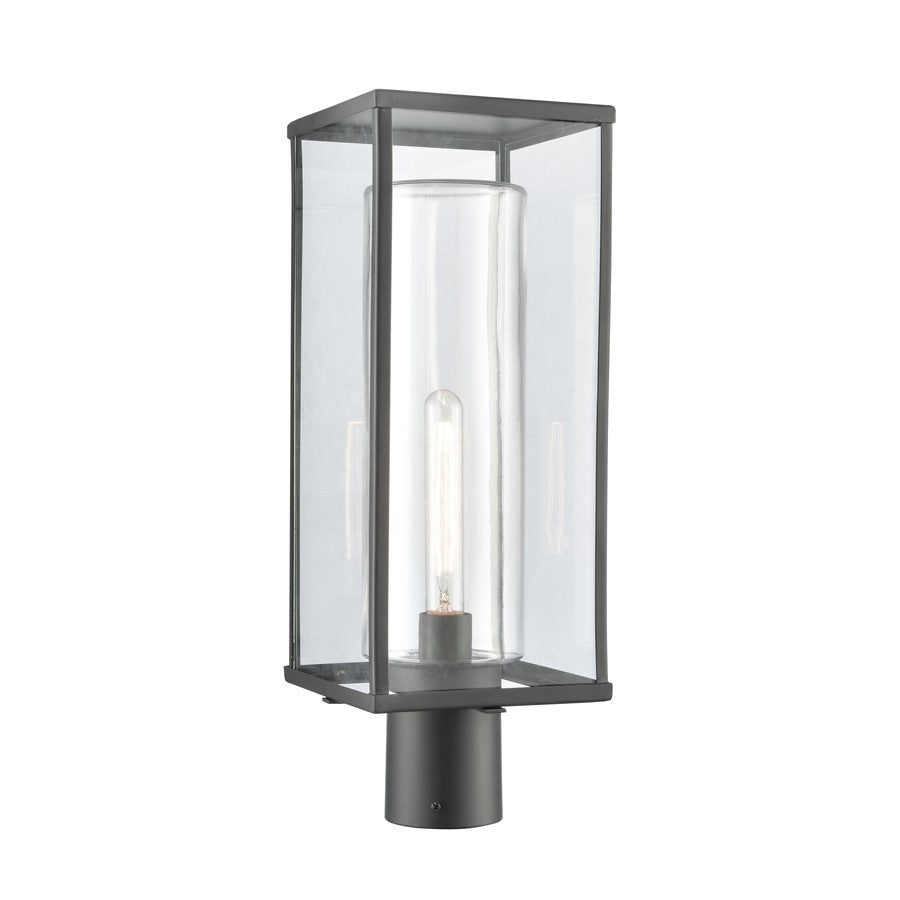 Atlas Lighting Augusta 19.75in 1-Light Outdoor Post Light | Transitional Matte Black and Clear Glass | Driveway & Garden | Model OL11245-BK