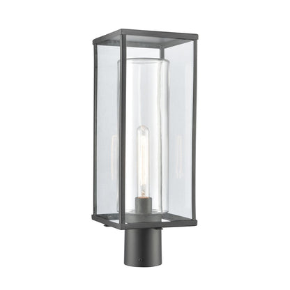 Atlas Lighting Augusta 19.75in 1-Light Outdoor Post Light | Transitional Matte Black and Clear Glass | Driveway & Garden | Model OL11245-BK