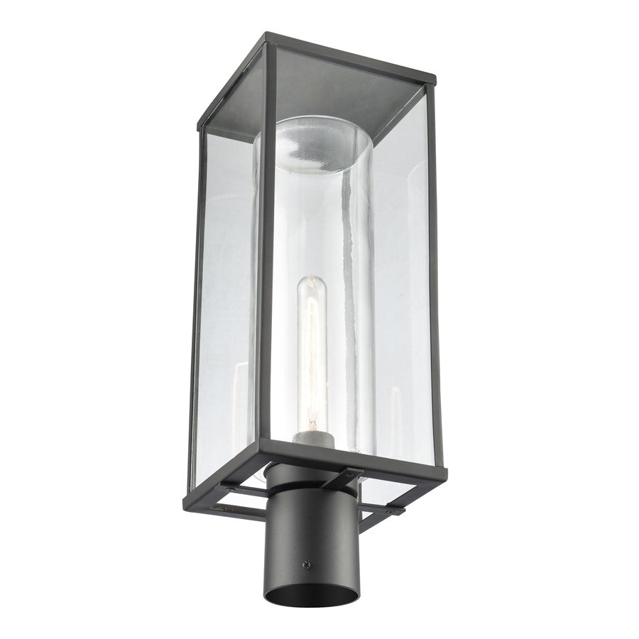 Atlas Lighting Augusta 19.75in 1-Light Outdoor Post Light | Transitional Matte Black and Clear Glass | Driveway & Garden | Model OL11245-BK