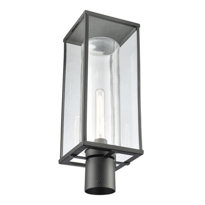 Atlas Lighting Augusta 19.75in 1-Light Outdoor Post Light | Transitional Matte Black and Clear Glass | Driveway & Garden | Model OL11245-BK