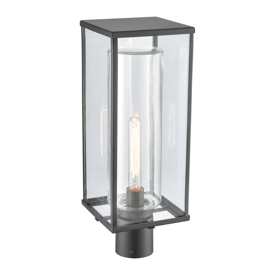 Atlas Lighting Augusta 19.75in 1-Light Outdoor Post Light | Transitional Matte Black and Clear Glass | Driveway & Garden | Model OL11245-BK