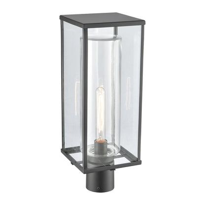 Atlas Lighting Augusta 19.75in 1-Light Outdoor Post Light | Transitional Matte Black and Clear Glass | Driveway & Garden | Model OL11245-BK