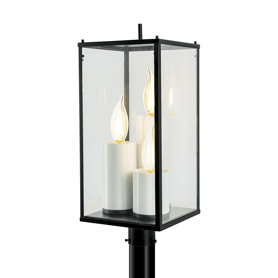 Atlas Lighting Back Bay 3-Light Outdoor Post Light | Traditional Matte Black and Clear Glass | Driveway & Walkway | Model OL11246-BK