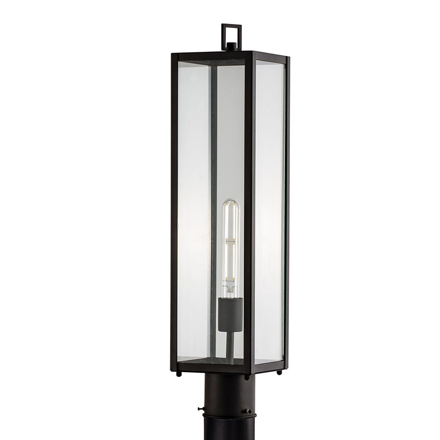 Atlas Lighting Capture 24in 1-Light Outdoor Post Light | Transitional Matte Black and Clear Glass | Entryway & Garden | Model OL11249-BK