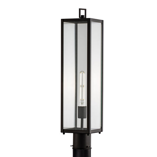 Atlas Lighting Capture 24in 1-Light Outdoor Post Light | Transitional Matte Black and Clear Glass | Entryway & Garden | Model OL11249-BK