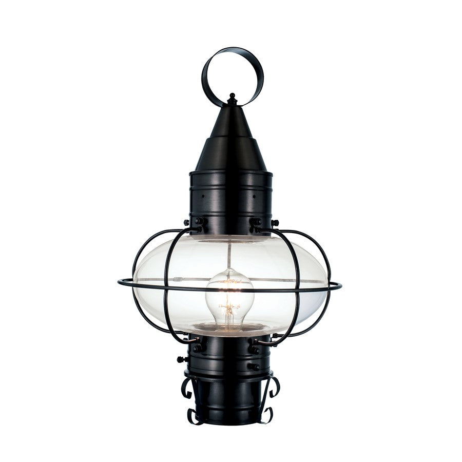 Atlas Lighting Classic Onion 17in 1-Light Outdoor Post Light | Traditional Black and Clear Glass | Entryway & Garden | Model OL11251-BK