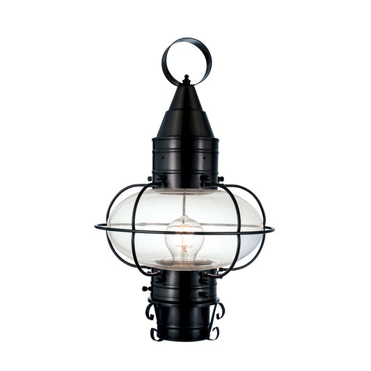 Atlas Lighting Classic Onion 17in 1-Light Outdoor Post Light | Traditional Black and Clear Glass | Entryway & Garden | Model OL11251-BK