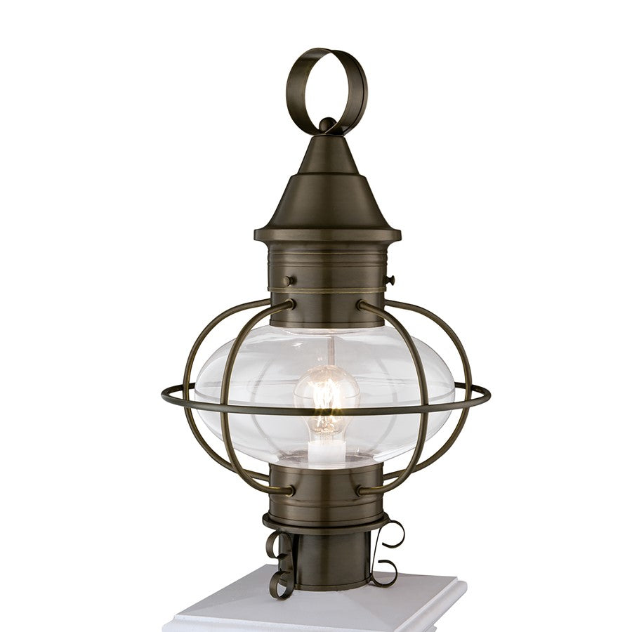 Atlas Lighting Classic Onion 18in 1-Light Outdoor Post Light | Traditional Sienna Brass and Clear Glass | Coastal Entryway | Model OL11252-BN