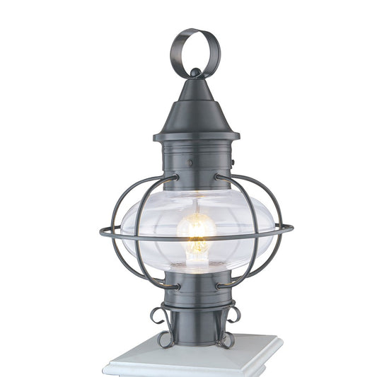 Atlas Lighting Classic Onion 18in 1-Light Outdoor Post Light | Traditional Gunmetal and Clear Glass | Coastal Entryway & Garden | Model OL11252-GY