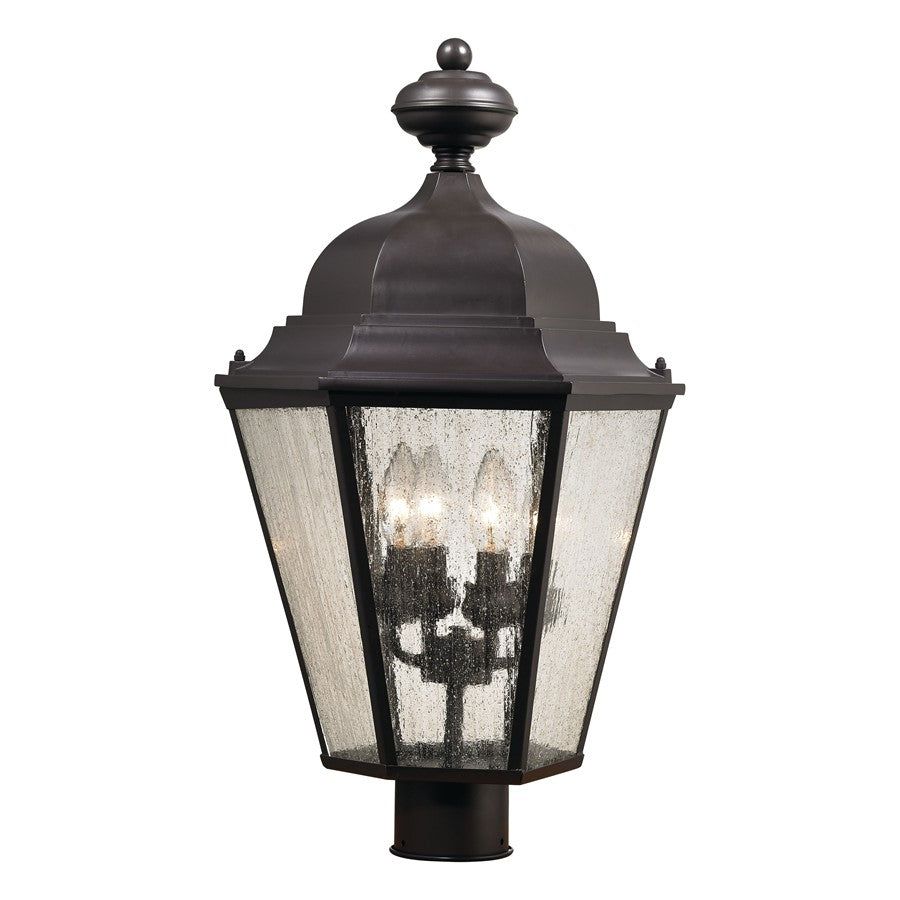 Atlas Lighting Cotswold 13in 4-Light Post Light | Traditional Oil Rubbed Bronze and Clear Seeded Glass | Driveway & Garden | Model OL11254-BZ