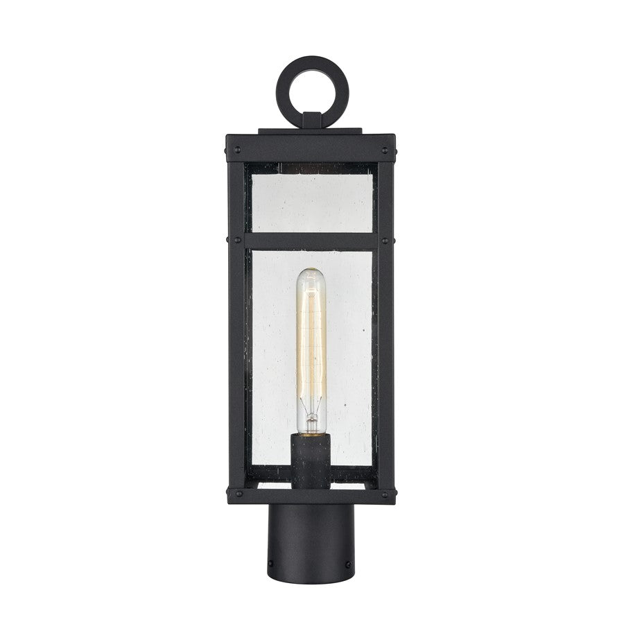 Atlas Lighting Dalton 6in 1-Light Post Light | Transitional Textured Black and Clear Seeded Glass | Driveway & Entryway | Model OL11256-BK