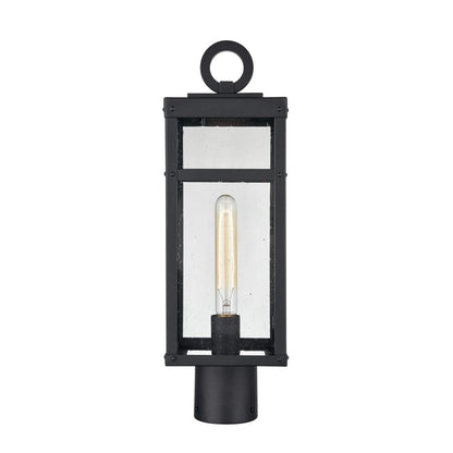 Atlas Lighting Dalton 6in 1-Light Post Light | Transitional Textured Black and Clear Seeded Glass | Driveway & Entryway | Model OL11256-BK