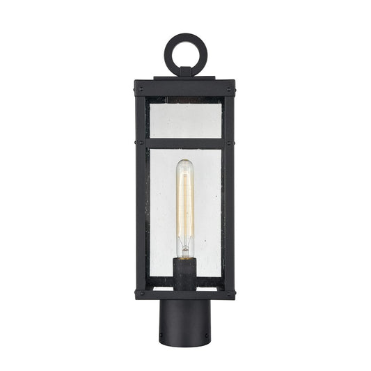 Atlas Lighting Dalton 6in 1-Light Post Light | Transitional Textured Black and Clear Seeded Glass | Driveway & Entryway | Model OL11256-BK