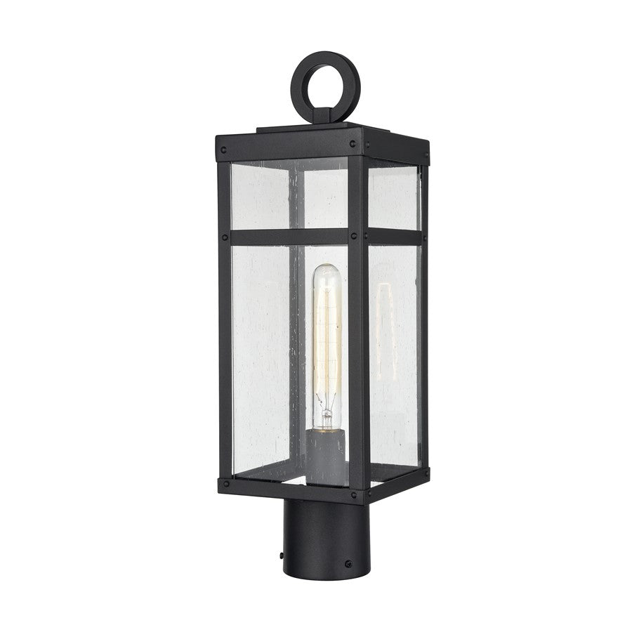 Atlas Lighting Dalton 6in 1-Light Post Light | Transitional Textured Black and Clear Seeded Glass | Driveway & Entryway | Model OL11256-BK