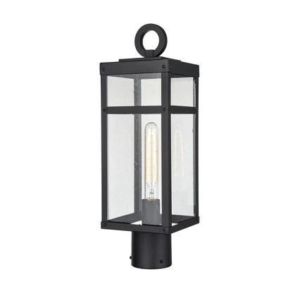 Atlas Lighting Dalton 6in 1-Light Post Light | Transitional Textured Black and Clear Seeded Glass | Driveway & Entryway | Model OL11256-BK