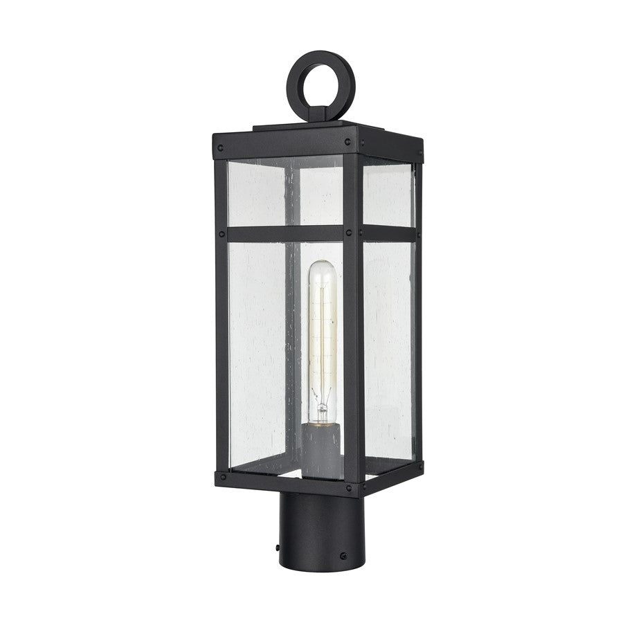 Atlas Lighting Dalton 6in 1-Light Post Light | Transitional Textured Black and Clear Seeded Glass | Driveway & Entryway | Model OL11256-BK
