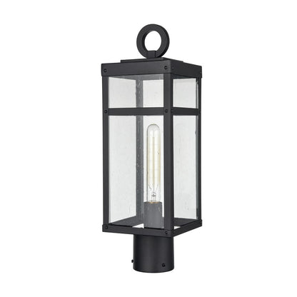 Atlas Lighting Dalton 6in 1-Light Post Light | Transitional Textured Black and Clear Seeded Glass | Driveway & Entryway | Model OL11256-BK