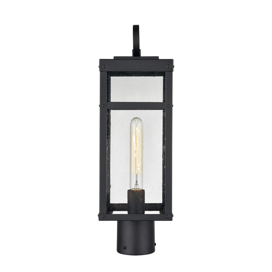 Atlas Lighting Dalton 6in 1-Light Post Light | Transitional Textured Black and Clear Seeded Glass | Driveway & Entryway | Model OL11256-BK