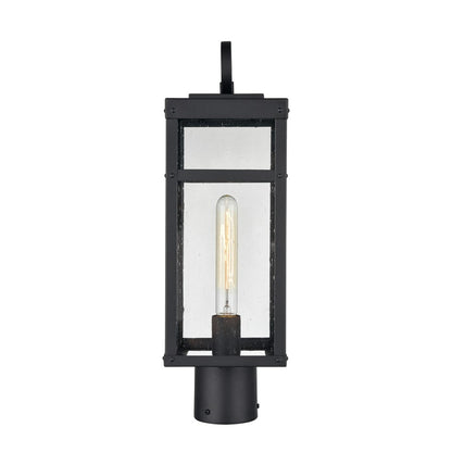 Atlas Lighting Dalton 6in 1-Light Post Light | Transitional Textured Black and Clear Seeded Glass | Driveway & Entryway | Model OL11256-BK