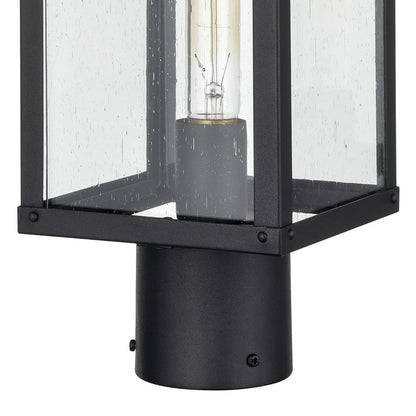 Atlas Lighting Dalton 6in 1-Light Post Light | Transitional Textured Black and Clear Seeded Glass | Driveway & Entryway | Model OL11256-BK