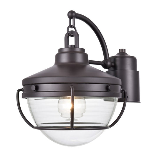 Atlas Lighting Eastport 13in 1-Light Post Light | Nautical Oil Rubbed Bronze and Clear Ribbed Glass | Driveway & Garden | Model OL11257-BZ