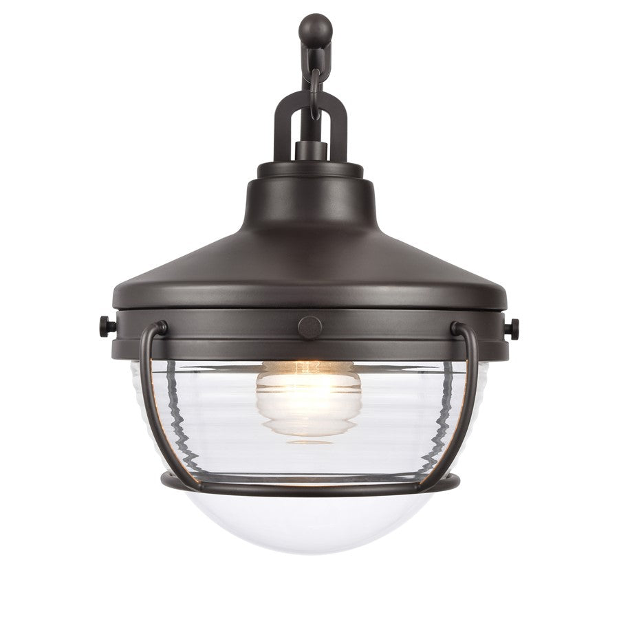 Atlas Lighting Eastport 13in 1-Light Post Light | Nautical Oil Rubbed Bronze and Clear Ribbed Glass | Driveway & Garden | Model OL11257-BZ
