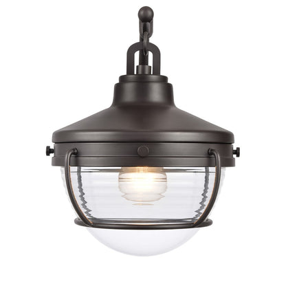 Atlas Lighting Eastport 13in 1-Light Post Light | Nautical Oil Rubbed Bronze and Clear Ribbed Glass | Driveway & Garden | Model OL11257-BZ