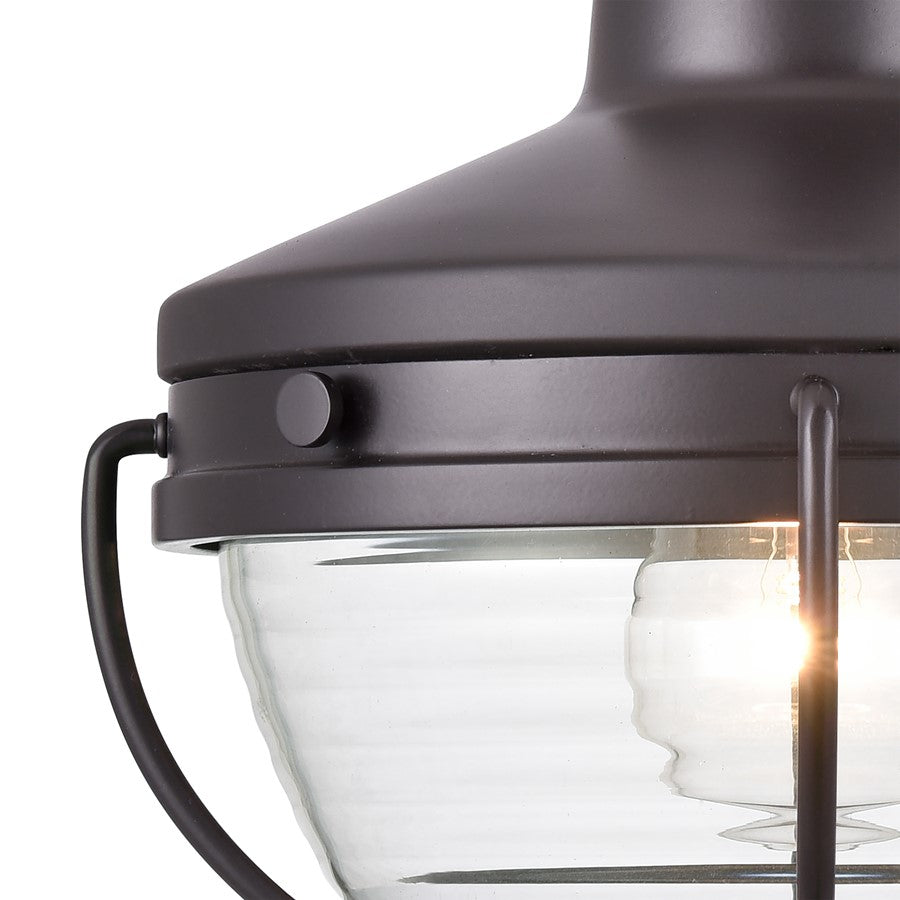 Atlas Lighting Eastport 13in 1-Light Post Light | Nautical Oil Rubbed Bronze and Clear Ribbed Glass | Driveway & Garden | Model OL11257-BZ