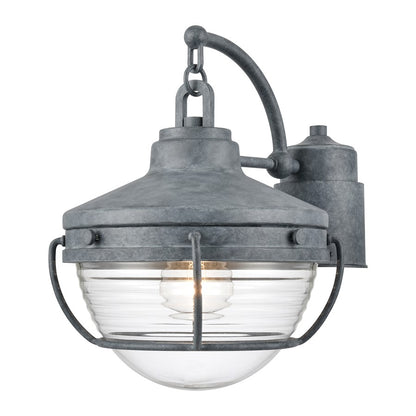 Atlas Lighting Eastport 13in 1-Light Post Light | Nautical Aged Zinc and Clear Ribbed Glass | Driveway & Garden | 13 x 9 x 12 in | Model OL11257-GY