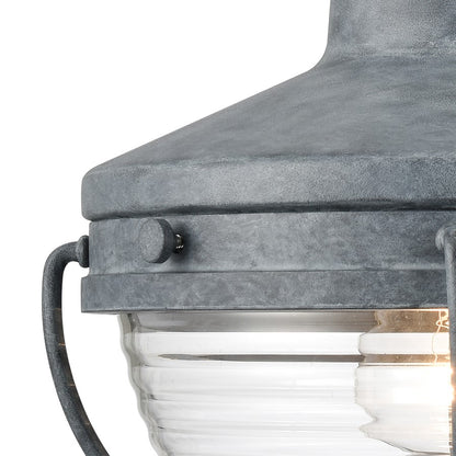 Atlas Lighting Eastport 13in 1-Light Post Light | Nautical Aged Zinc and Clear Ribbed Glass | Driveway & Garden | 13 x 9 x 12 in | Model OL11257-GY
