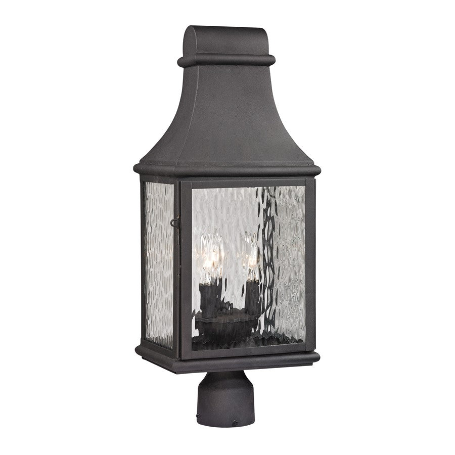 Atlas Forged Jefferson 23in 3-Light Outdoor Post Light | Traditional Charcoal Metal and Clear Textured Glass | Driveway & Garden | Model OL11261-BK