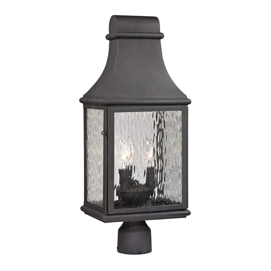 Atlas Forged Jefferson 23in 3-Light Outdoor Post Light | Traditional Charcoal Metal and Clear Textured Glass | Driveway & Garden | Model OL11261-BK