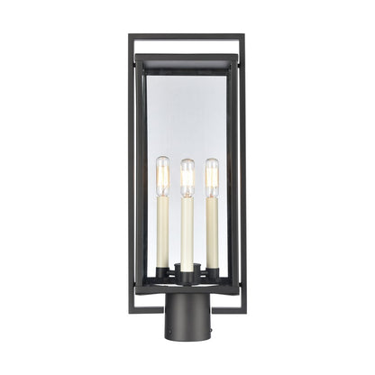 Atlas Gladwyn 21.5in 3-Light Outdoor Post Light | Transitional Matte Black Metal and Clear Glass | Driveway & Entryway | Model OL11262-BK