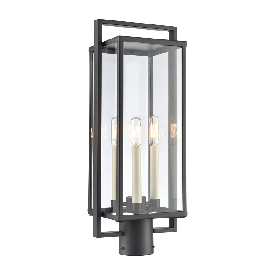 Atlas Gladwyn 21.5in 3-Light Outdoor Post Light | Transitional Matte Black Metal and Clear Glass | Driveway & Entryway | Model OL11262-BK