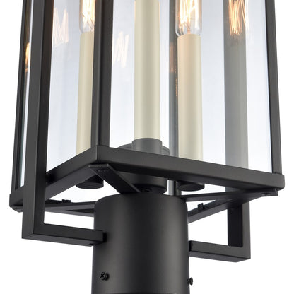 Atlas Gladwyn 21.5in 3-Light Outdoor Post Light | Transitional Matte Black Metal and Clear Glass | Driveway & Entryway | Model OL11262-BK