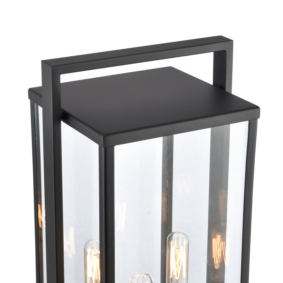 Atlas Gladwyn 21.5in 3-Light Outdoor Post Light | Transitional Matte Black Metal and Clear Glass | Driveway & Entryway | Model OL11262-BK