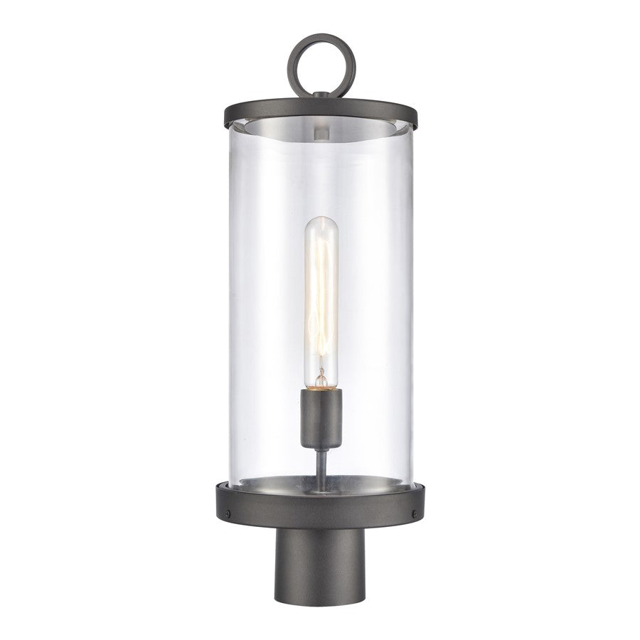 Atlas Hopkins 20.75in 1-Light Outdoor Post Light | Transitional Charcoal Metal and Clear Glass | Driveway & Entryway | Model OL11264-BK