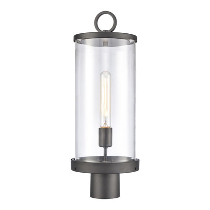 Atlas Hopkins 20.75in 1-Light Outdoor Post Light | Transitional Charcoal Metal and Clear Glass | Driveway & Entryway | Model OL11264-BK