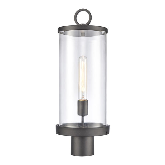 Atlas Hopkins 20.75in 1-Light Outdoor Post Light | Transitional Charcoal Metal and Clear Glass | Driveway & Entryway | Model OL11264-BK