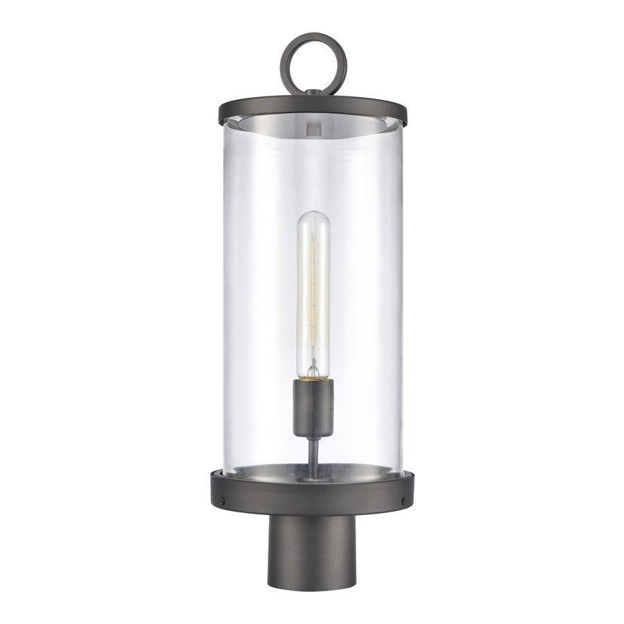Atlas Hopkins 20.75in 1-Light Outdoor Post Light | Transitional Charcoal Metal and Clear Glass | Driveway & Entryway | Model OL11264-BK