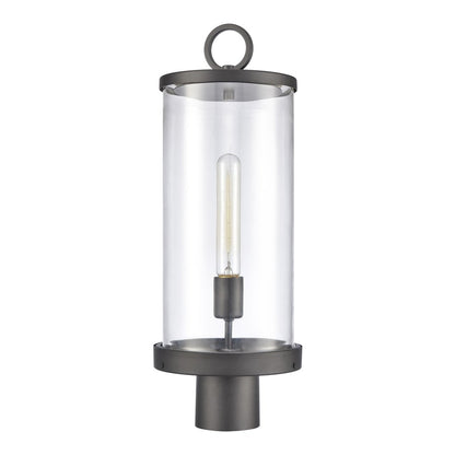Atlas Hopkins 20.75in 1-Light Outdoor Post Light | Transitional Charcoal Metal and Clear Glass | Driveway & Entryway | Model OL11264-BK