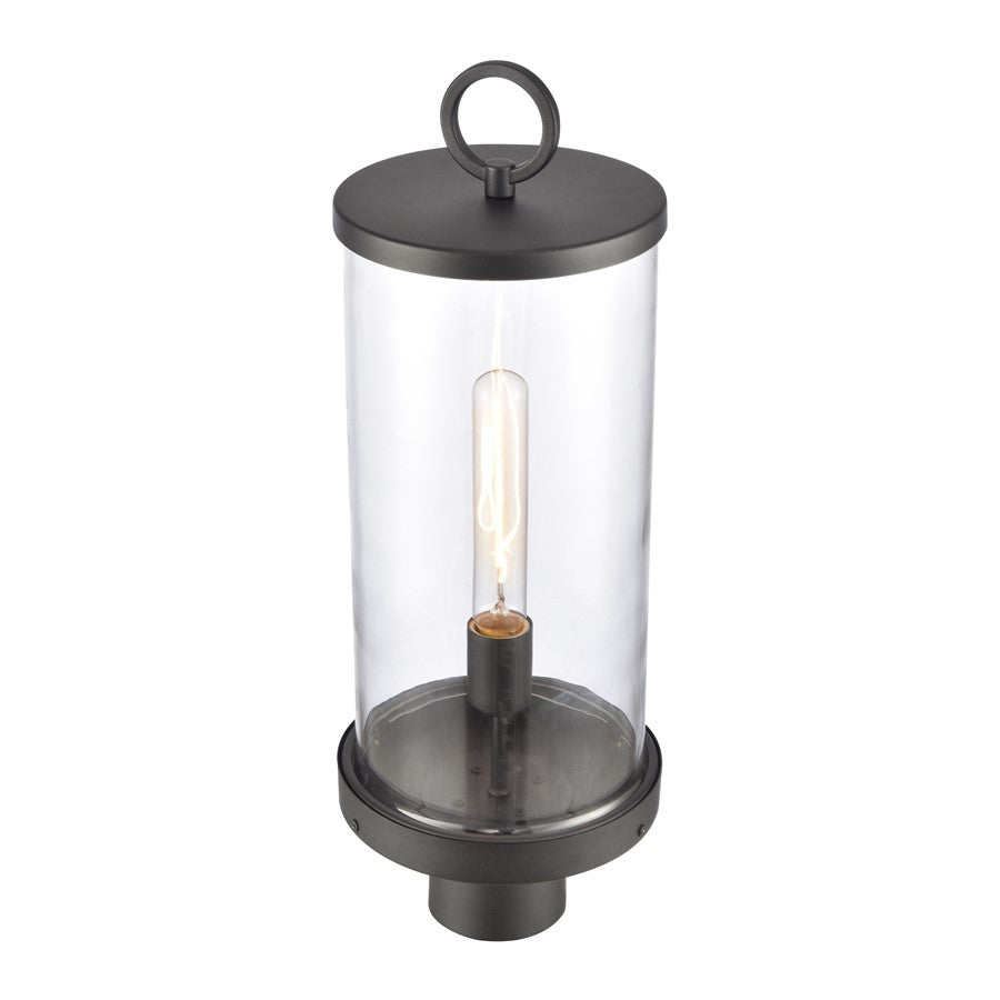 Atlas Hopkins 20.75in 1-Light Outdoor Post Light | Transitional Charcoal Metal and Clear Glass | Driveway & Entryway | Model OL11264-BK