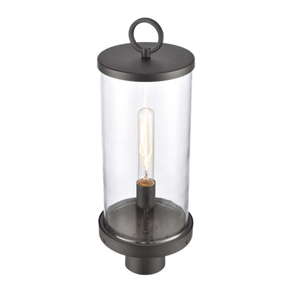 Atlas Hopkins 20.75in 1-Light Outdoor Post Light | Transitional Charcoal Metal and Clear Glass | Driveway & Entryway | Model OL11264-BK
