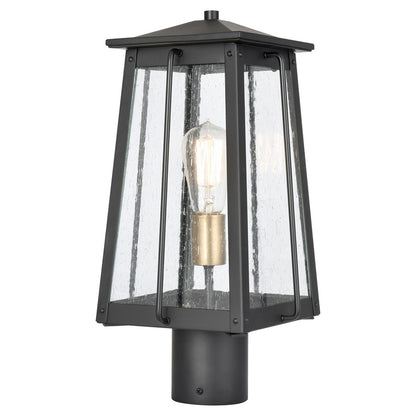 Atlas Lighting Kirkdale 17in 2-Light Outdoor Post Light | Transitional Matte Black and Clear Seeded Glass | Entryway & Garden | Model OL11265-BK