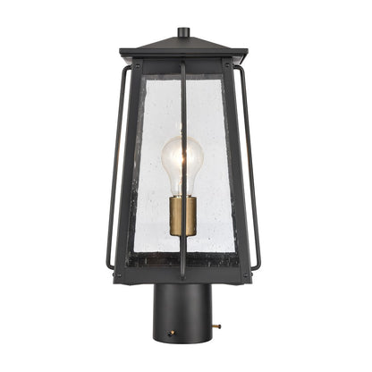 Atlas Lighting Kirkdale 17in 2-Light Outdoor Post Light | Transitional Matte Black and Clear Seeded Glass | Entryway & Garden | Model OL11265-BK