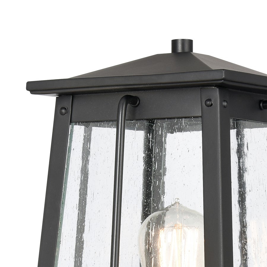 Atlas Lighting Kirkdale 17in 2-Light Outdoor Post Light | Transitional Matte Black and Clear Seeded Glass | Entryway & Garden | Model OL11265-BK